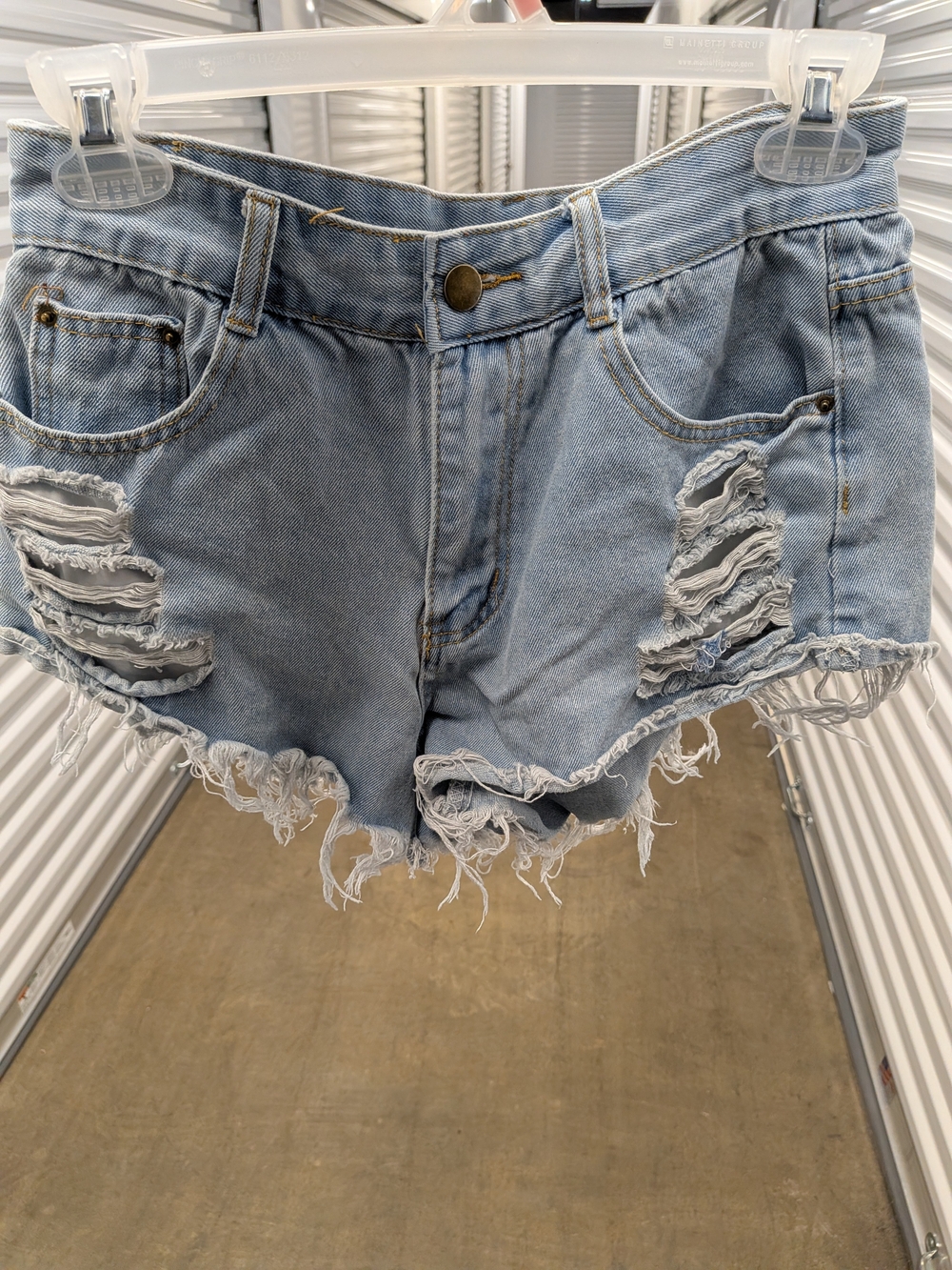 SHEIN Light Blue Distressed High-Rise Denim Shorts